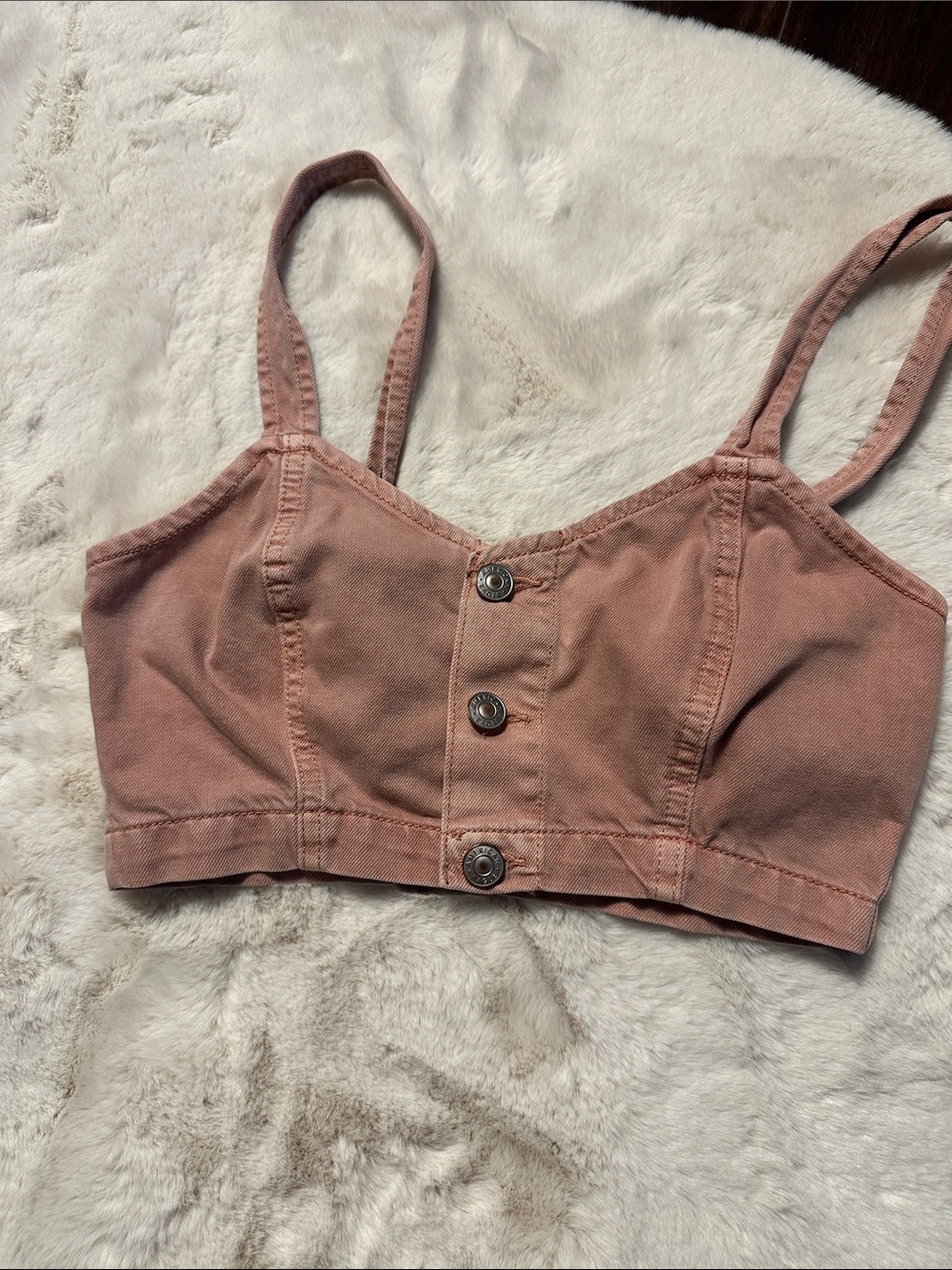 American Eagle Outfitters Dusty Rose Button-Front Crop Top
